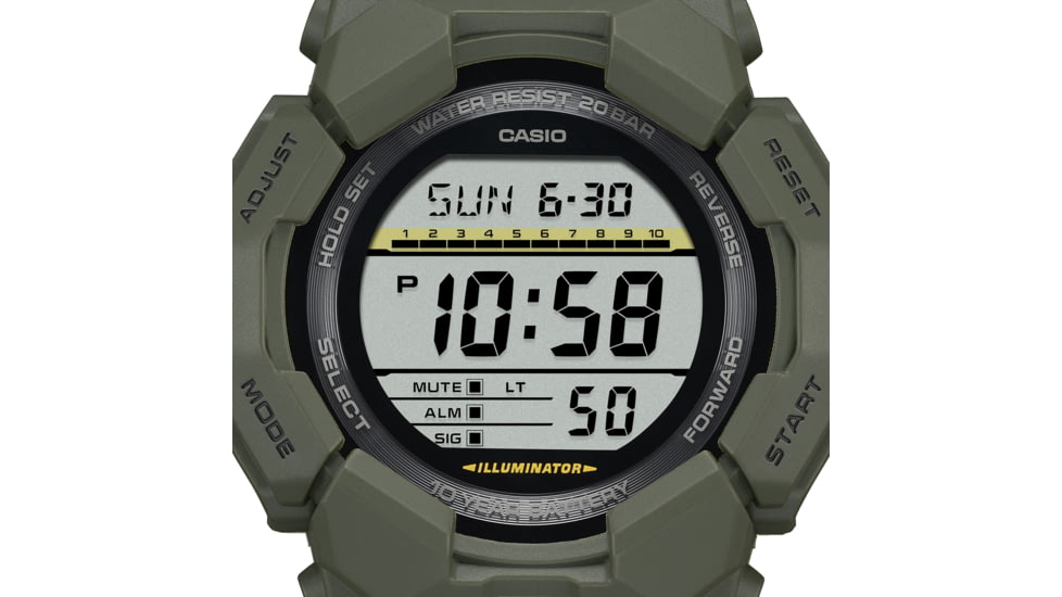 Casio Tactical G-Shock Classic 10-Year Battery Digital Watch - Mens, Green, One Size, GD-010-3CR