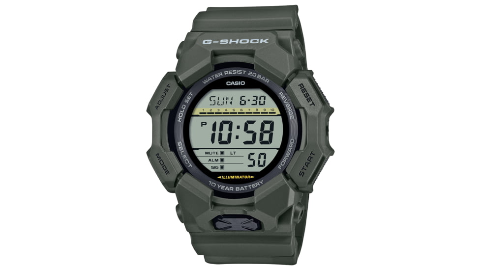 Casio Tactical G-Shock Classic 10-Year Battery Digital Watch - Mens, Green, One Size, GD-010-3CR