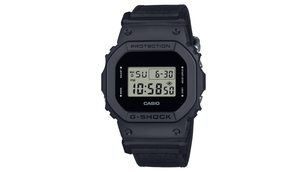 Casio Tactical G-Shock Classic All Black Design Watch w/ECO-Friendly Cordura Nylon Strap - Mens, One Size, DW-5600BCE-1CR