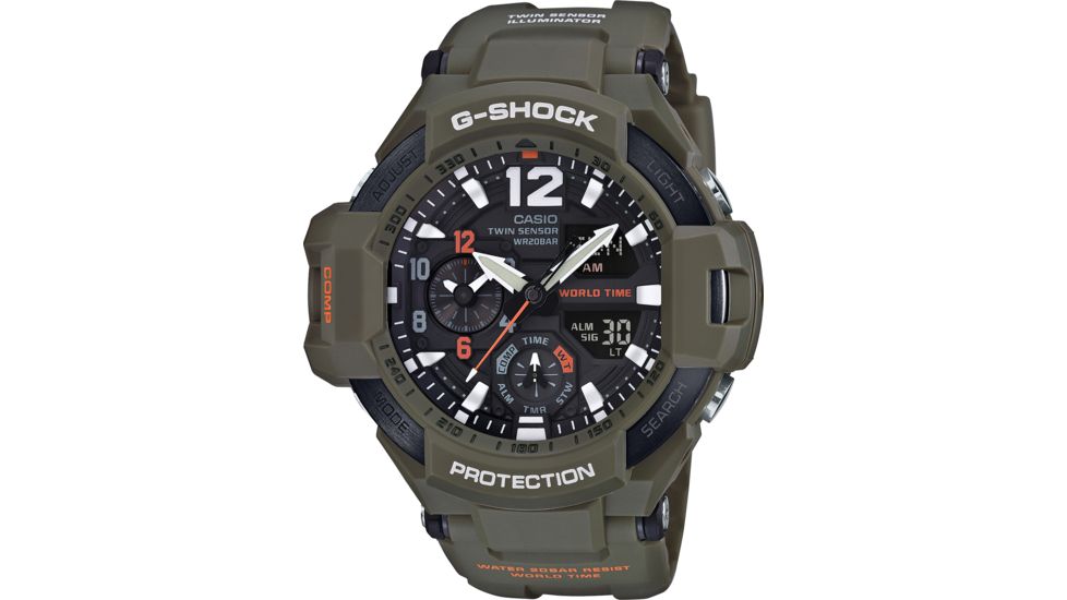 Casio Tactical G-Shock Analog-Digital Watch, Olive, Adjustable, GA1100KH-3A