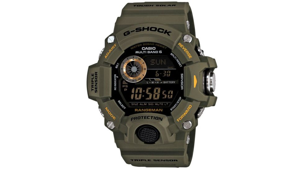 Casio Tactical Rangeman G-Shock Solar Atomic Watch, Olive, 1-GW9400-3CR
