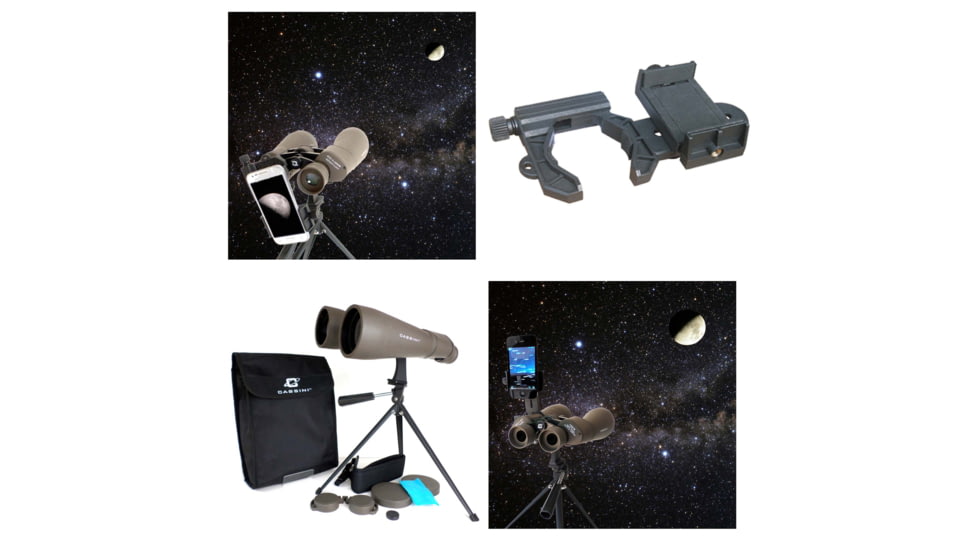 Cassini 15 x 70mm Binoculars Solar Filter Caps w/ Smartphone Adapter, Gray, SS-C1570SF