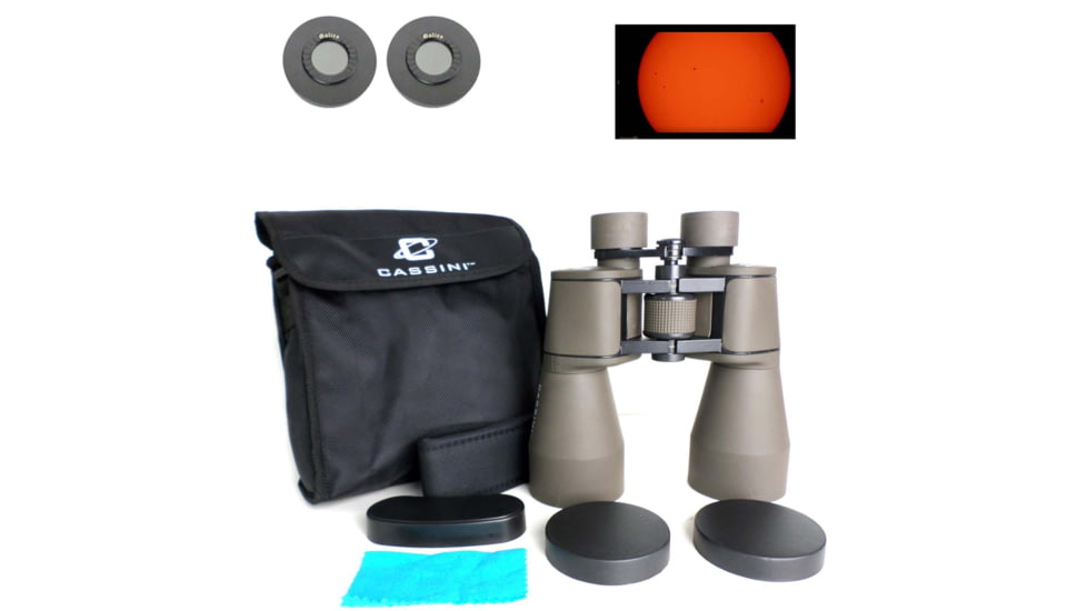 Cassini 20 x 60mm Porro Prism Binoculars w/ Solar Filter Caps, Gray, C-2060SF