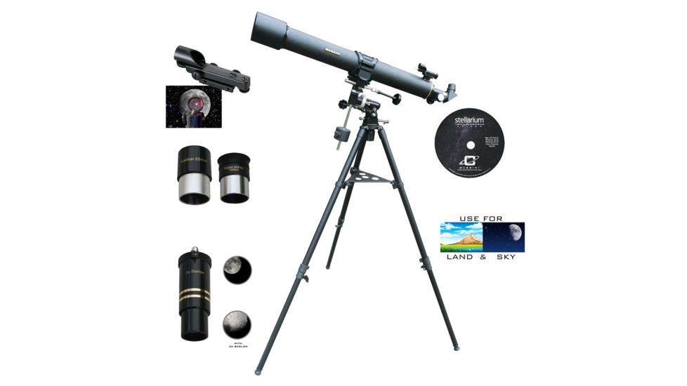 Cassini EQ1 Refractor Telescope, Black, 900x80mm, C-90080EQ1