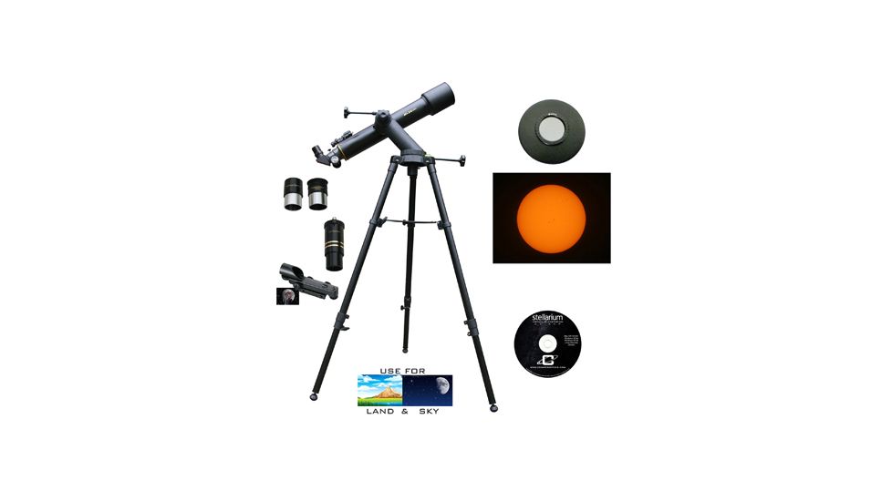 Cassini Tracker 600mm x 90mm Refractor Telescope and Solar Filter Cap, Black, NSN N, C-60090TRSF