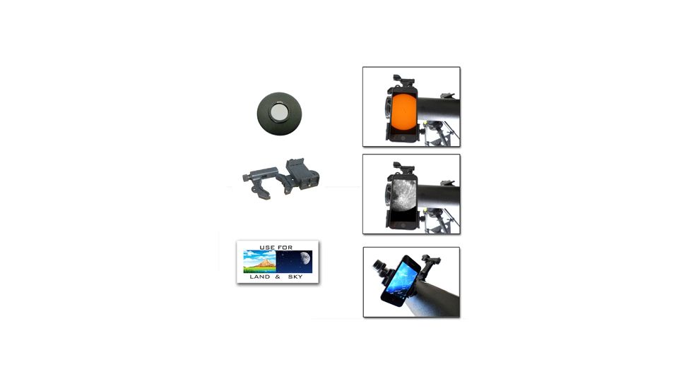 Galileo Tracker 800mm x 80mm Reflector Telescope w/Solar Filter Cap + Smart Phone Adapter, Black, NSN N, SS-80080TRSF