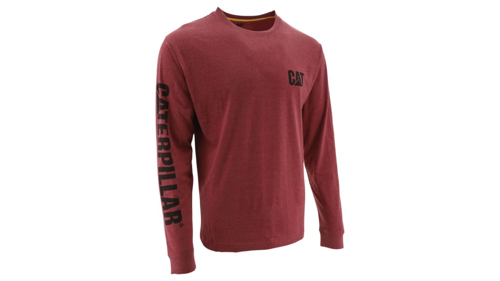 Caterpillar Trademark Banner L/S Tee - Men's, Small, Regular, Brick Heather, 1510034-12123-S