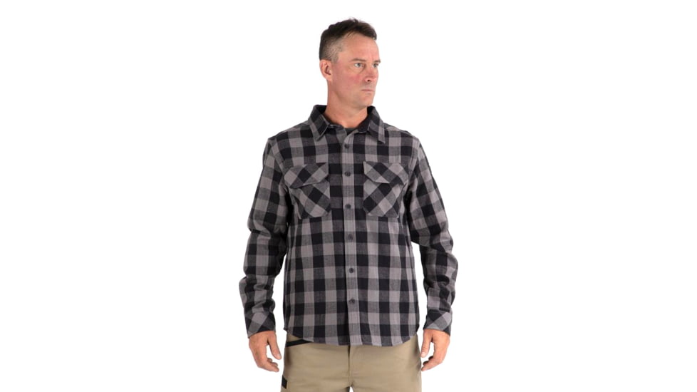 Caterpillar Buffalo Check Flannel Overshirt - Men's, Extra Large, Charcoal/Black, 1610031-12914-XL
