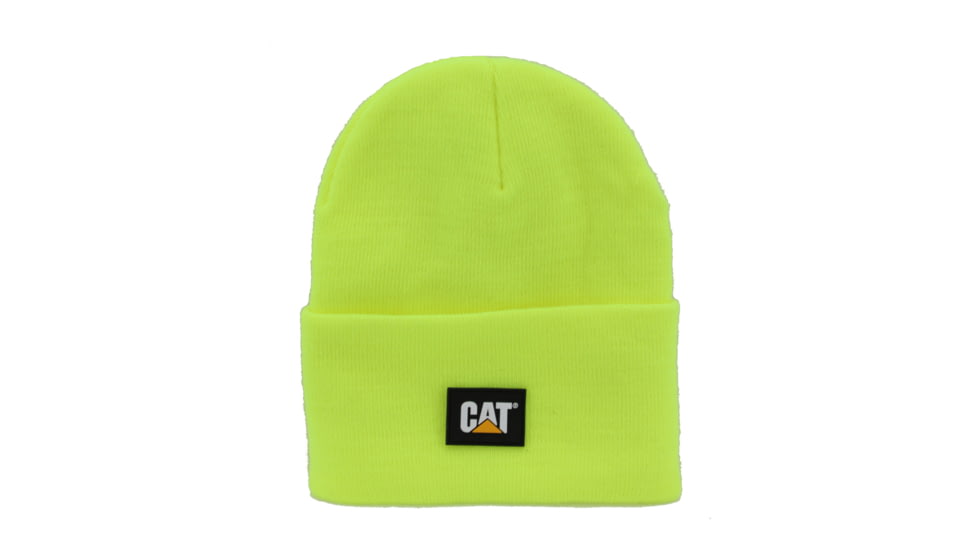Caterpillar Label Cuff Beanie, One Size, Hi-Vis Yellow, 1090026-12130-OS