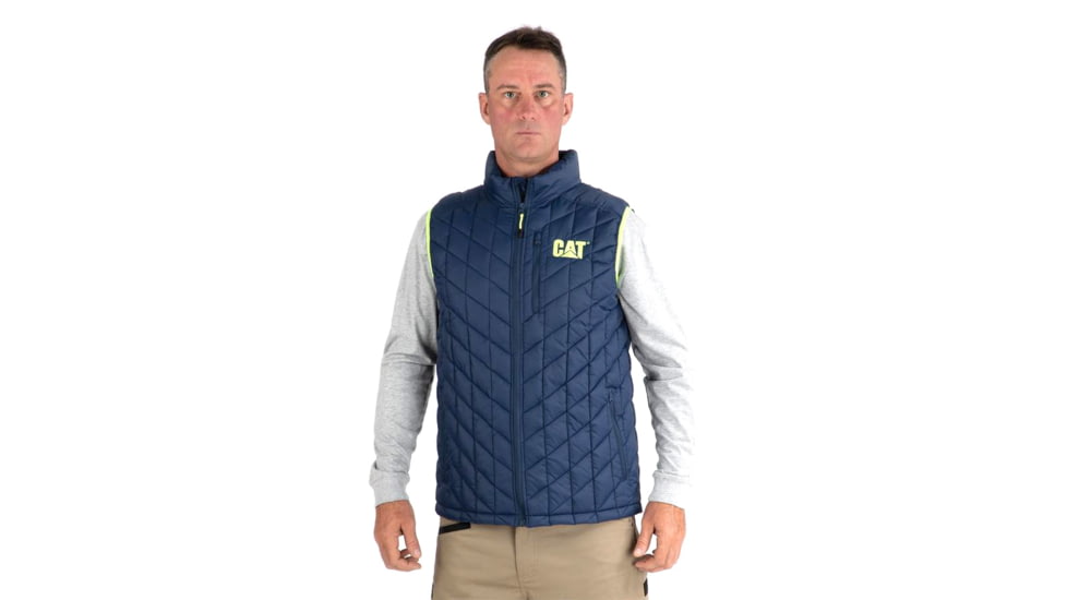 CAT Lightweight Insulated Vest - Mens, Detroit Blue-Hi Vis Yellow, XL, 1320055-12895-XL