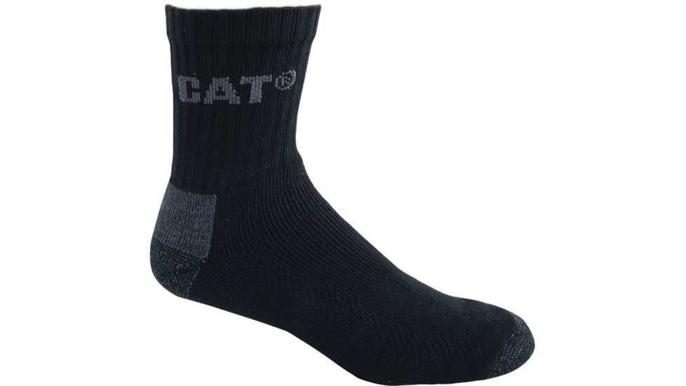Caterpillar All Season Work Quarter Sock 3-pack, Black, 9-13, 1119503-016