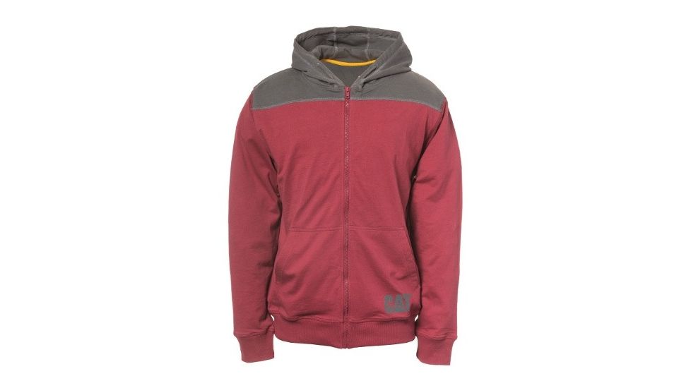Caterpillar Contrast Yoke Zip Sweatshirt - Men's, Brick, 2XL 1910080-11600-2XL