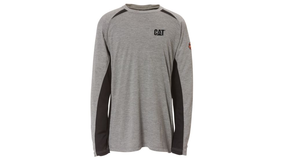 Caterpillar Flame Resistant Long Sleeve Performance Crew Shirt, FR Heather Grey, Medium 1630003-10643-M