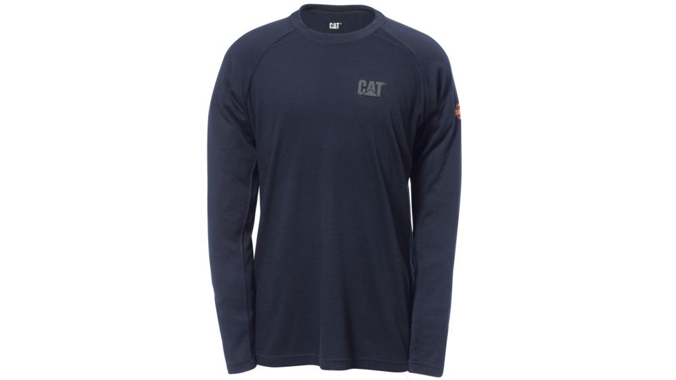 Caterpillar Flame Resistant Long Sleeve Performance Crew Shirt, FR Navy, Extra Large 1630003-57E-XL