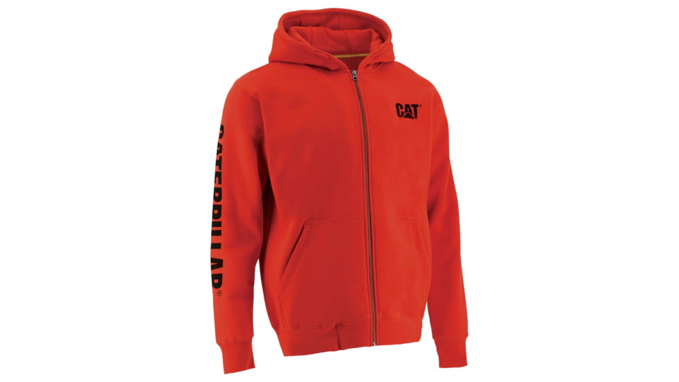 Caterpillar Full Zip Hooded Sweatshirt - Mens, Laser Red, Extra Large, W10840-12275-XL