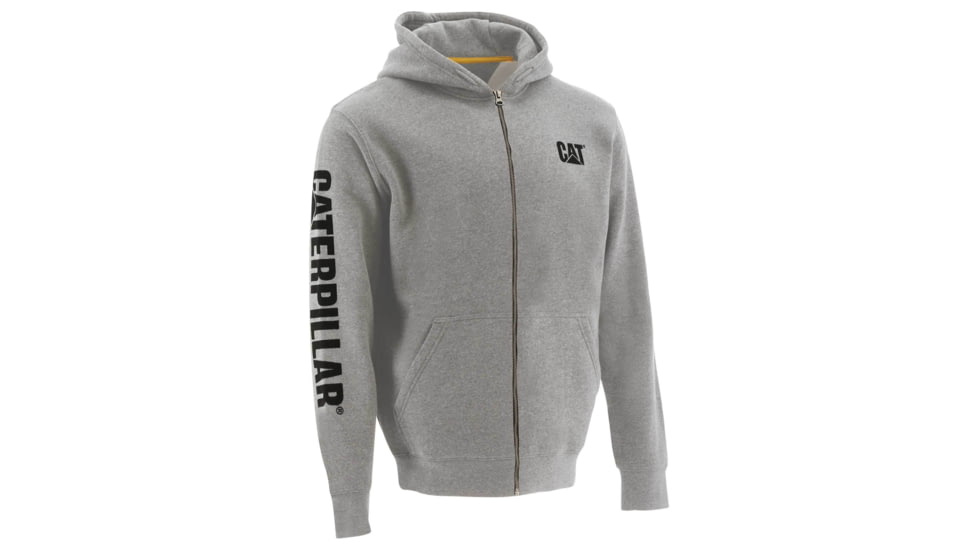 Caterpillar Full Zip Hooded Sweatshirt - Mens, Light Heather Grey, Large, W10840-10831-L