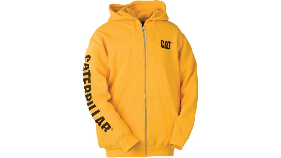 Caterpillar Full Zip Hooded Sweatshirt, Yellow, 2XL W10840-555-2XL