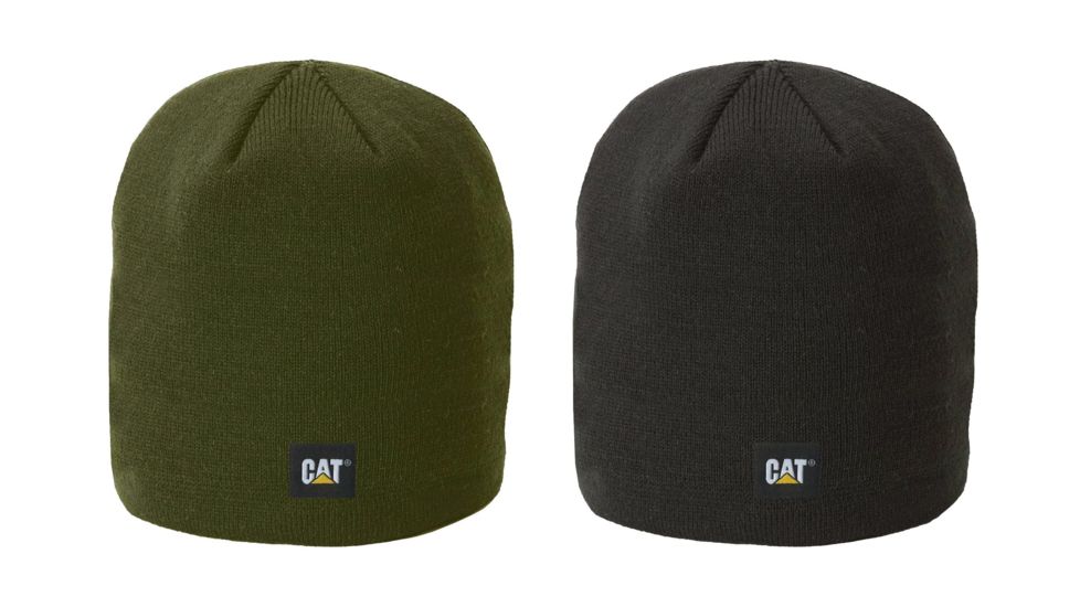 Caterpillar Logo Knit Cap, Army Moss, Black