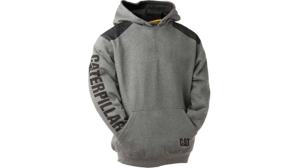 Caterpillar Logo Panel Hooded Sweatshirt, Dark Heather Grey, Large 1910802-004-L
