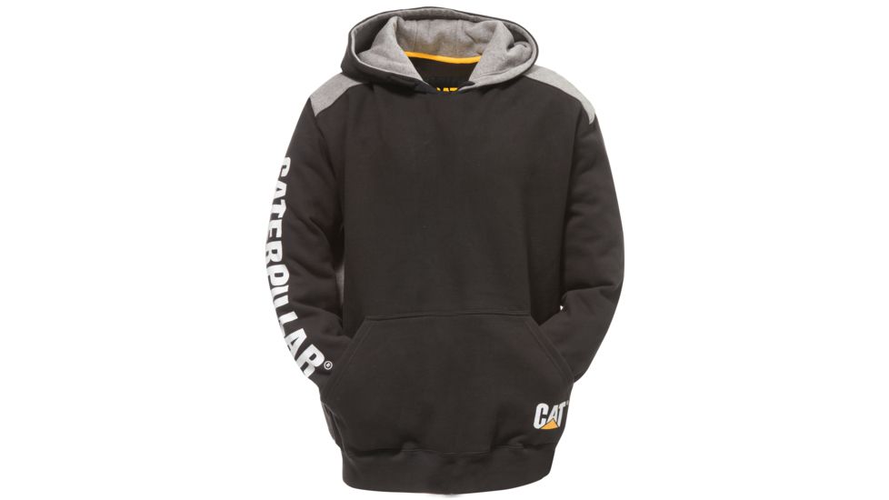 Caterpillar Logo Panel Hooded Sweatshirt, Black, Large 1910802-016-L