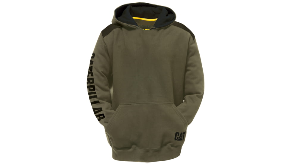 Caterpillar Logo Panel Hooded Sweatshirt, Army Moss, 2XL 1910802-10639-2XL