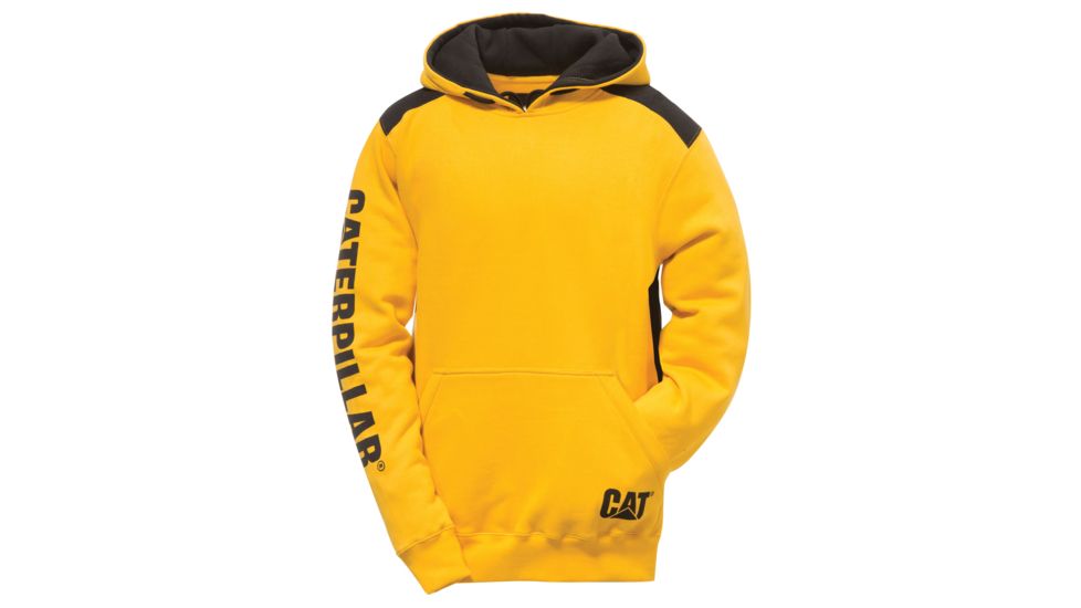 Caterpillar Logo Panel Hooded Sweatshirt, Yellow, Large 1910802-555-L