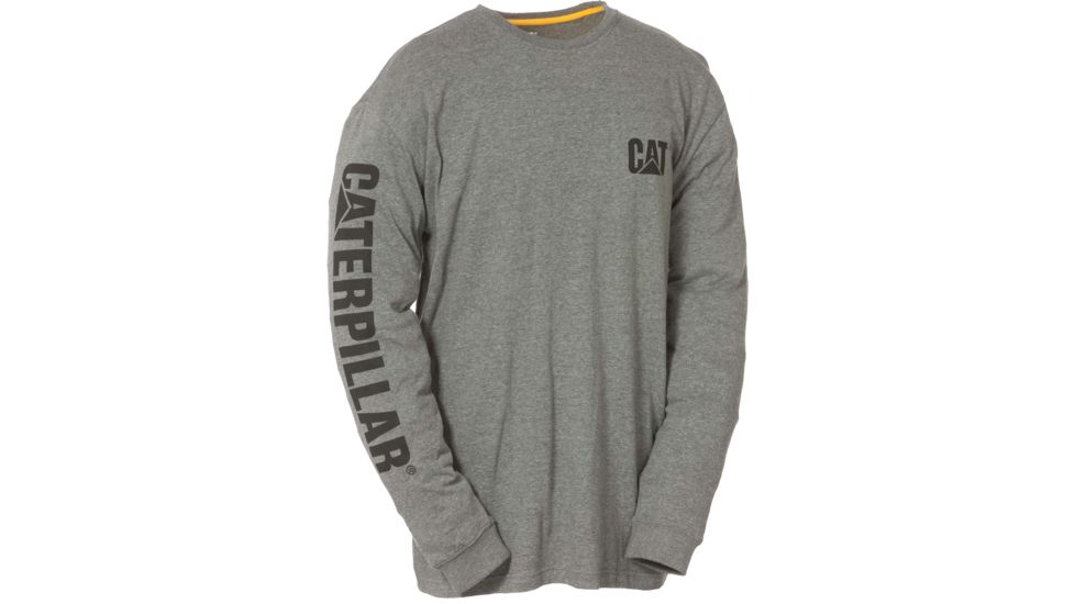 Caterpillar Trademark Banner Long Sleeve T-Shirt, Dark Heather Grey, Small 1510034-004-S