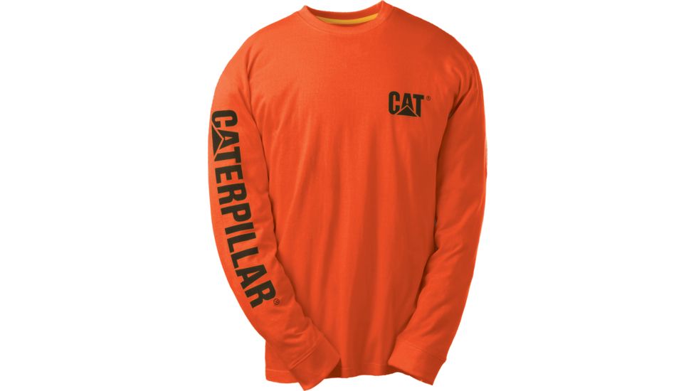 Caterpillar Trademark Banner Long Sleeve T-Shirt, Adobe Orange, Small 1510034-10102-S