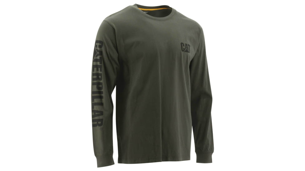 Caterpillar Trademark Banner Long Sleeve Tee - Mens, Chive, Large, 1510034--Chive-L