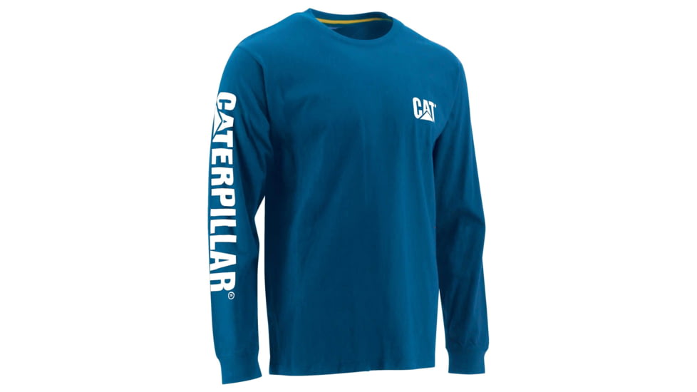 Caterpillar Trademark Banner Long Sleeve Tee - Mens, Memphis Blue, Small, 1510034-10960-S