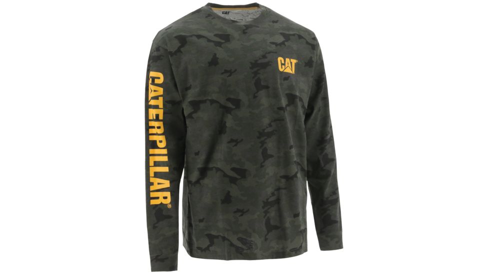 Caterpillar Trademark Banner Long Sleeve Tee - Mens, Night Camo, Large, 1510034-11790-L