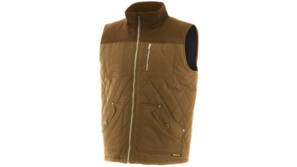 Caterpillar Waxed Cotton Vest - Mens, Bronze, M, 1320038-11768-M