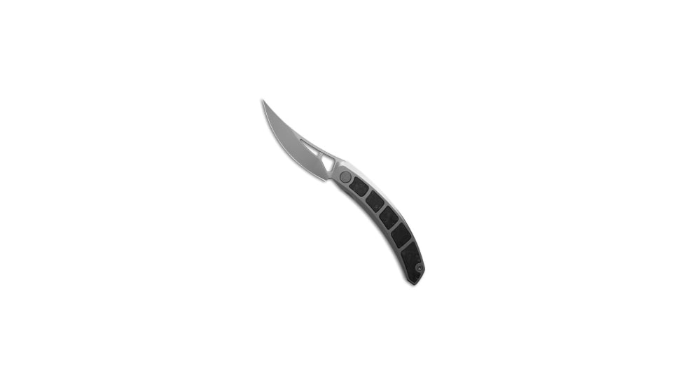 Cavol Knives Kamasu Folding Knife, 3.55in, Bohler M390 Stainless Steel, Trailing Point Blade, Titanium, Carbon Fiber, Black/Gray Handle, Black/Gray/Gray, 8.47 inch, BHQ-199054