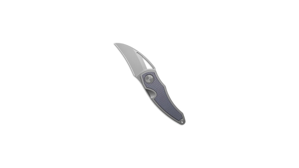 Cavol Knives Karasu Folding Knife, 2.50in, Bohler M390 Stainless Steel, Hawkbill Blade, Titanium, Blue/Gray Handle, Blue/Gray/Gray, 5.375 inch, BHQ-199056