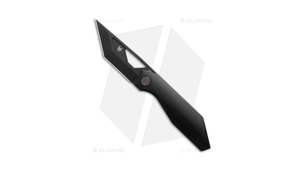 Cavol Knives Shimo Folding Knife, 2.65in, Bohler M390 Stainless Steel, Tanto Blade, Titanium, Black Handle, Black/Black Gray, 6.35 inch, BHQ-199043