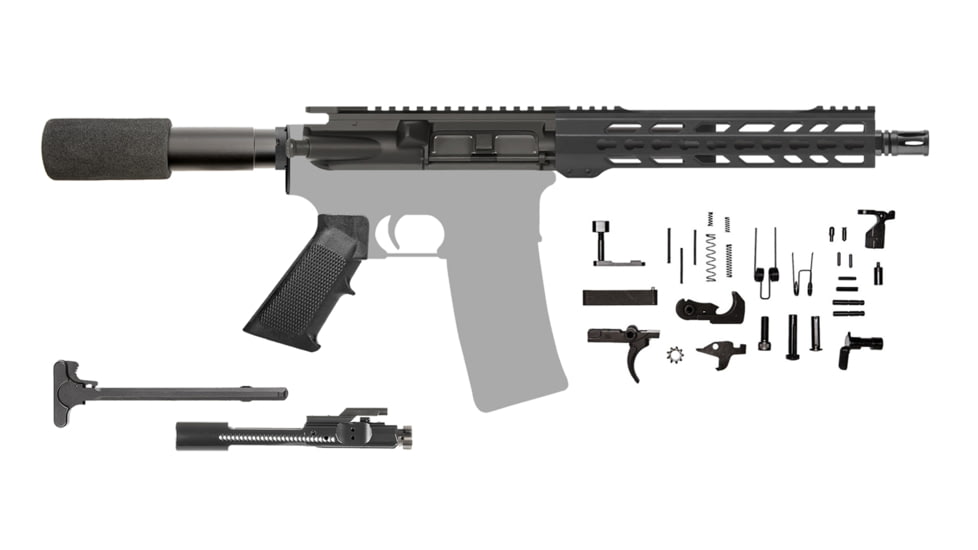 CBC Industries AR-15 Pistol Kit, 300AAC, 10.5in, 1-7, 10in Gen 2 Keymod AR-15 Handguard/Rail, BCG, Charging Handle, AR-15 Lower Parts Kit, Black, 205-751