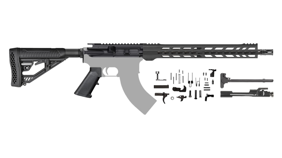 CBC Industries AR-15 Rifle Kit, 7.62x39, 16in, 1-10, 15in Gen 2 Keymod AR-15 Handguard/Rail, BCG, Charging Handle, AR-15 Buttstock Kit, Black, 205-136