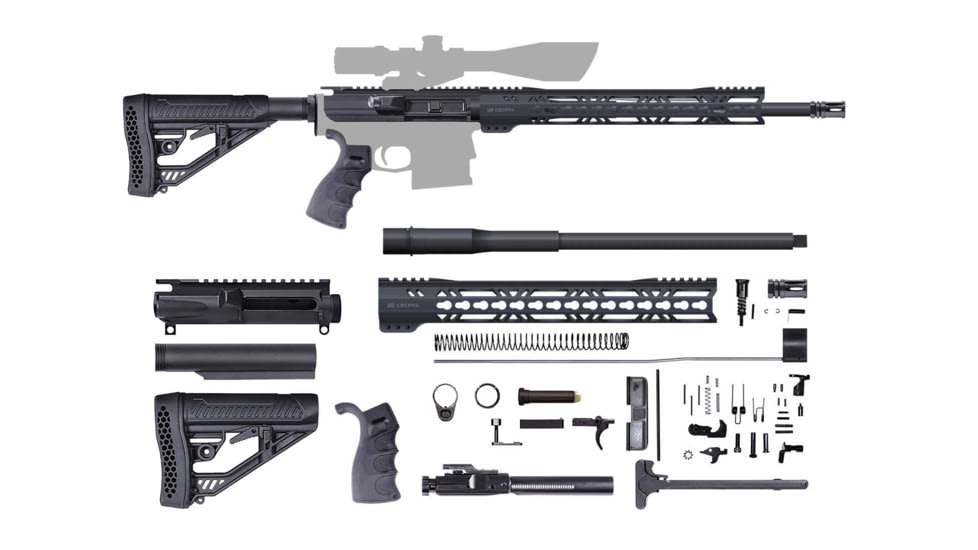 CBC Industries Unassembled AR-10 Rifle Kit, 18 in, 0.308 Win, Black, U-205-480