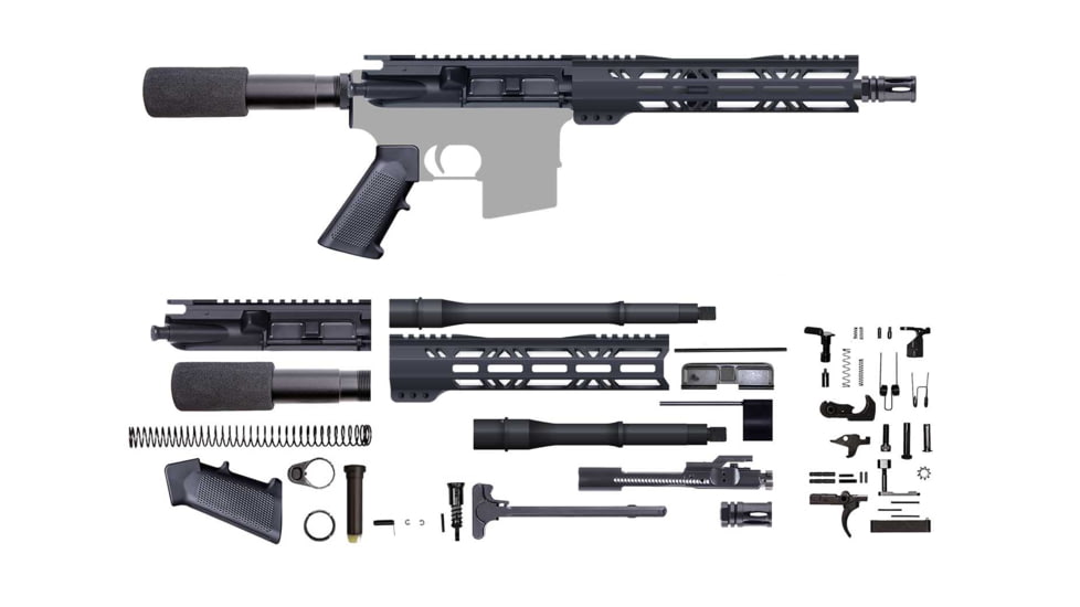 CBC Industries Unassembled AR-15 Pistol Kit, 10.5 in, 300AAC, Black, U-205-751