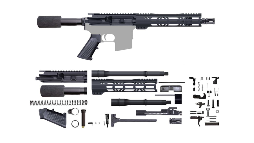 CBC Industries Unassembled AR-15 Pistol Kit, 10.5 in, 7.62X39, Black, U-205-742
