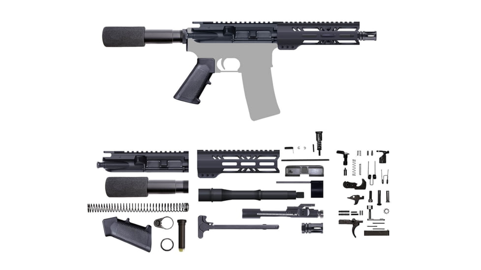 CBC Industries Unassembled AR-15 Pistol Kit, 7.5 in, 5.56, Black, U-205-443