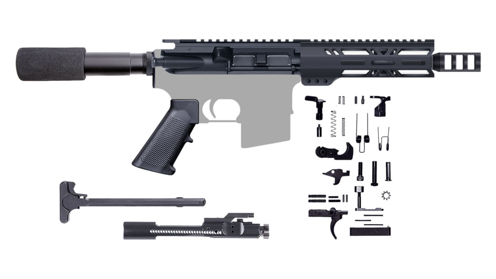 CBC Industries Unassembled AR-15 Pistol Kit, 7.5 in, 5.56 Nato, Black, U-205-776