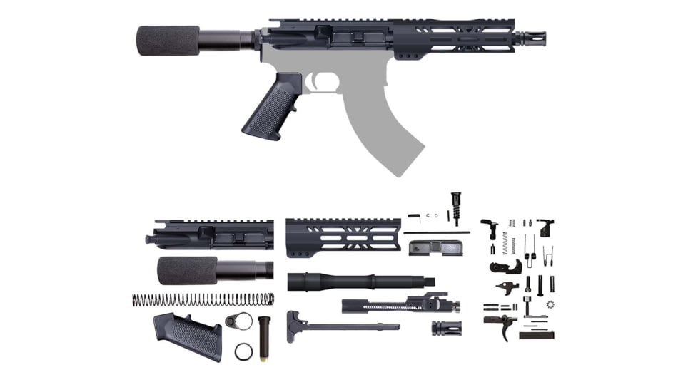 CBC Industries Unassembled AR-15 Pistol Kit, 7.5 in, 7.62X39, Black, U-205-731