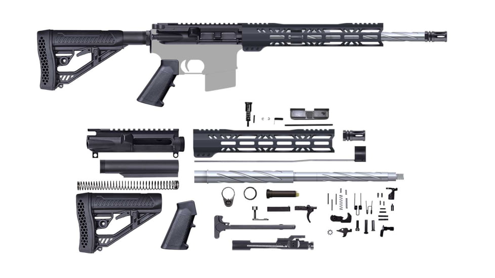 CBC Industries Unassembled AR-15 Rifle Kit, 16 in, 0.223 Wylde, 15in Hanguard, Spiral Flute, Black, U-205-180