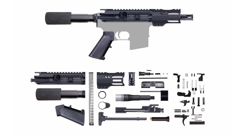 CBC Industries Unassembled Pistol Kit, 5 in, 5.56 Nato, Black, U-205-819