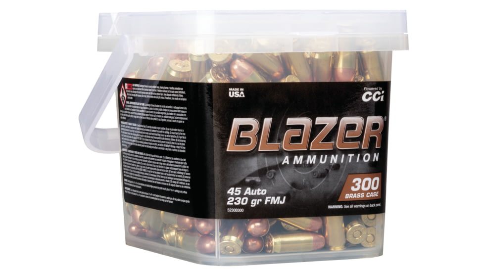 CCI Ammunition Blazer Brass .45 ACP 230 grain Full Metal Jacket Round Nose Centerfire Pistol Ammo, 300 Rounds, 5230B300