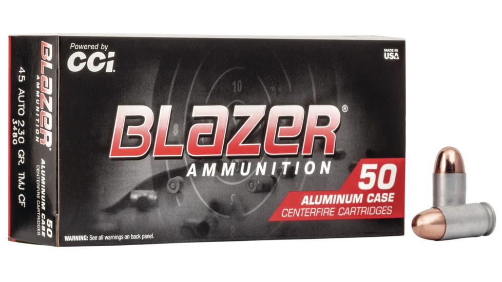 CCI Ammunition Blazer Clean-Fire .45 ACP 230 grain Total Metal Jacket Centerfire Pistol Ammo, 50 Rounds, 3480