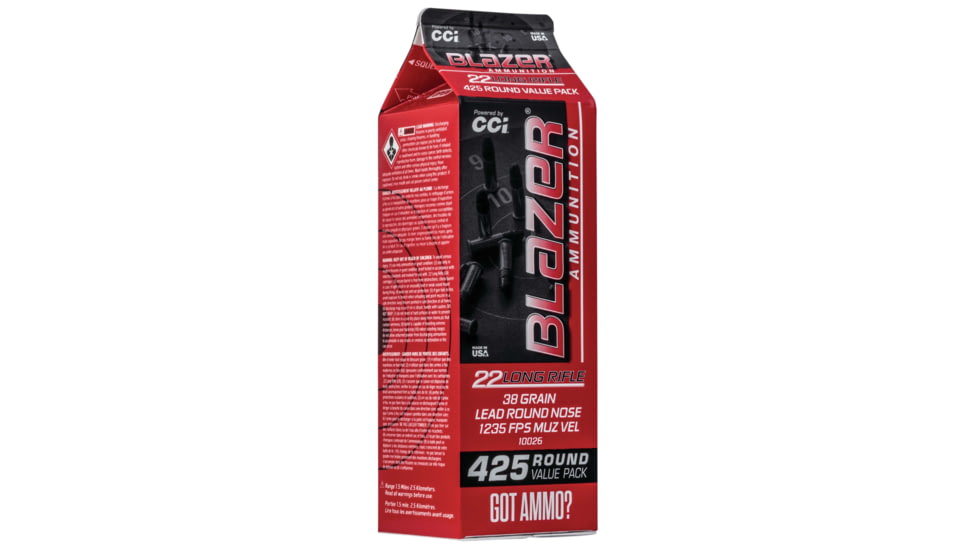 CCI Ammunition Blazer Rimfire .22 Long Rifle 38 Grain Lead Round Nose Rimfire Ammo, 425 Rounds, 10026