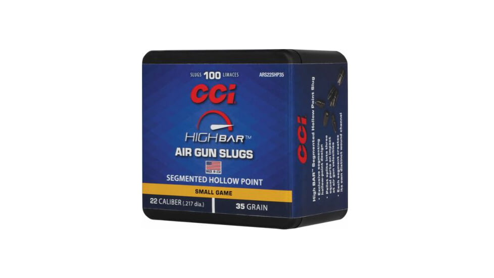 CCI Ammunition High Bar Air Gun Slugs .22 Caliber 35 Grain Segmented Hollow Point, 100 Pellets, ARS22SHP35