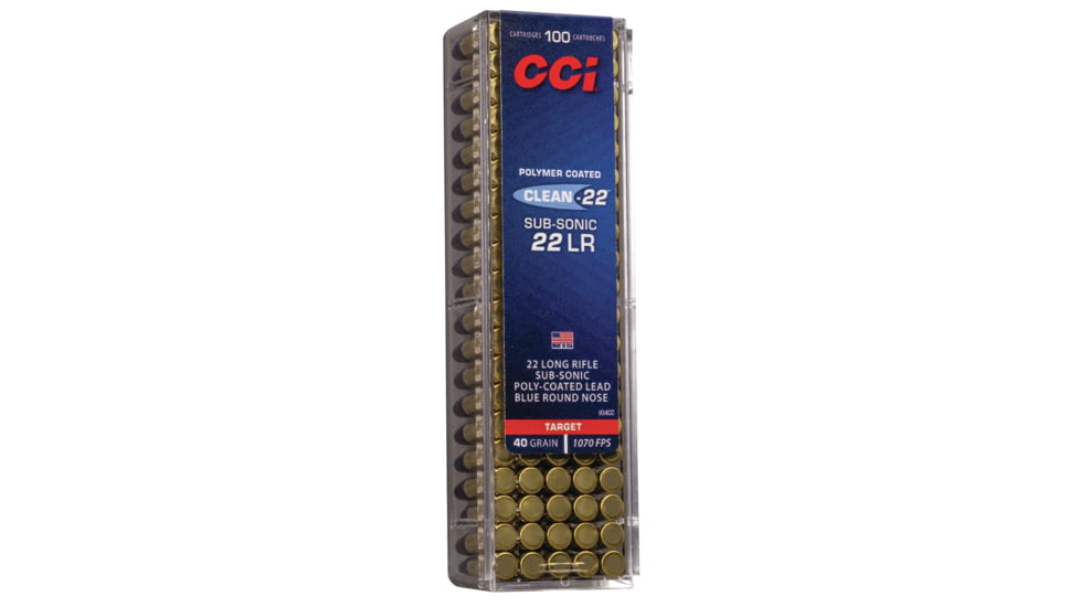 CCI Ammunition Clean-22 Blue .22 Long Rifle 40 Grain Lead Round Nose Rimfire Ammo, 100 Rounds, 934CC